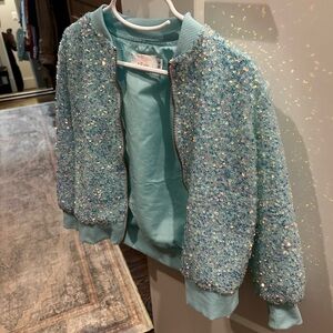 Girl’s Sequin Embellished Blue Jacket
